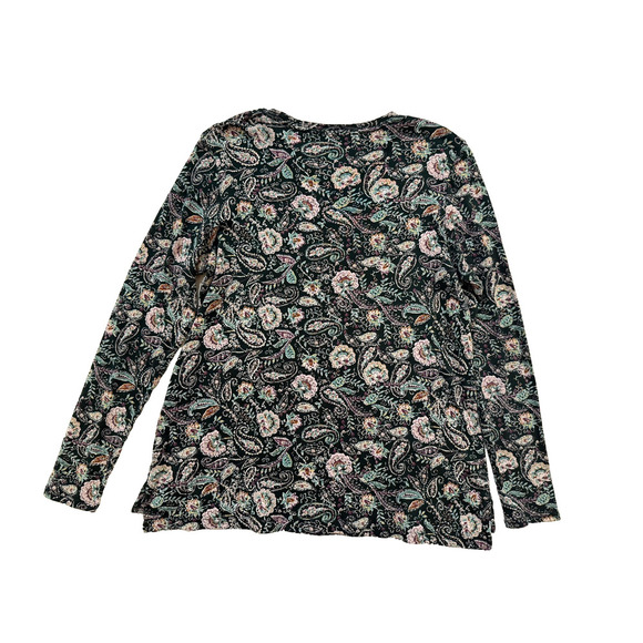J.Jill Shirt Womens Small Green Paisley Floral Pima Cotton High-Low Long Sleeve - Picture 6 of 6